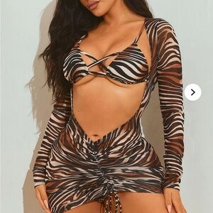 Fashion Nova Black and Brown Swim Coverup